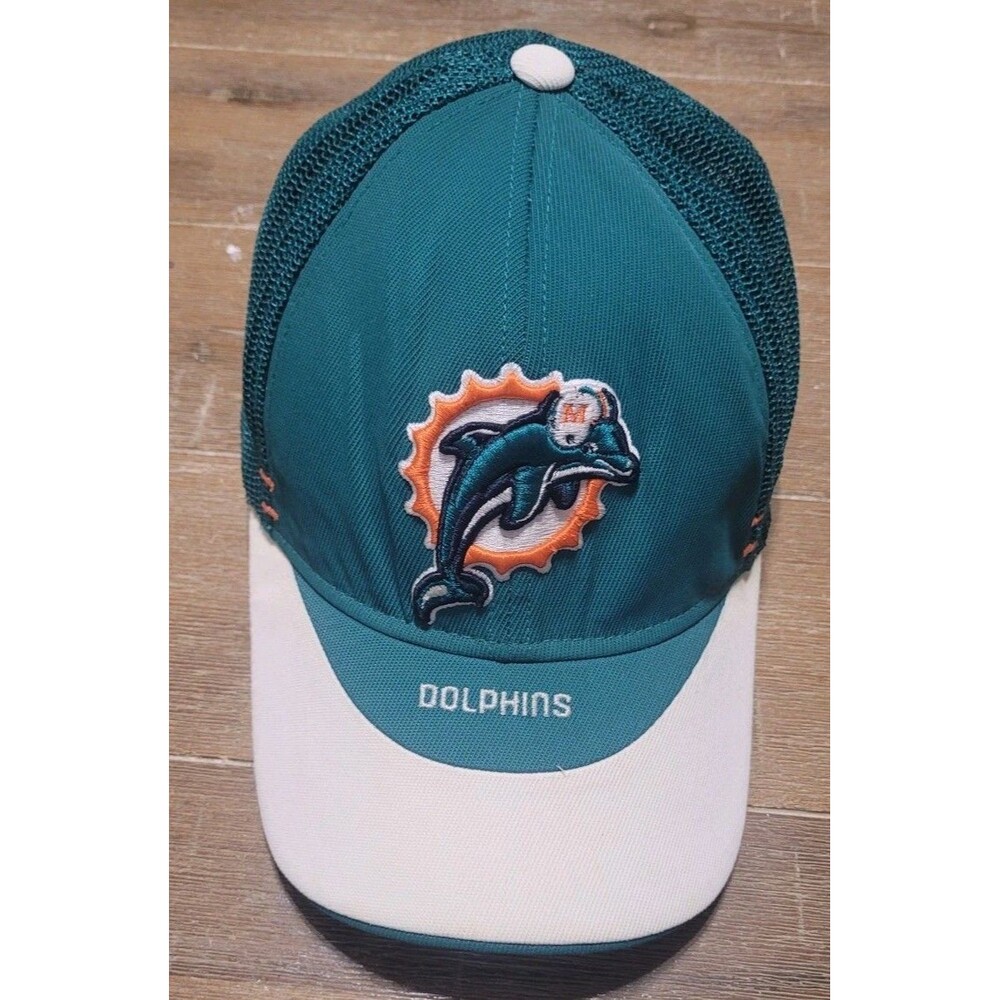 Miami Dolphins Hat NFL Reebok OSFA Vintage Flexible Fit Football Cap Aqua White